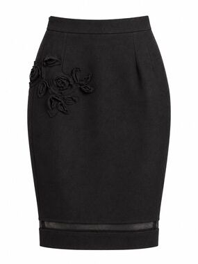 Ermanno Scervino Black Floral Pencil Skirt
